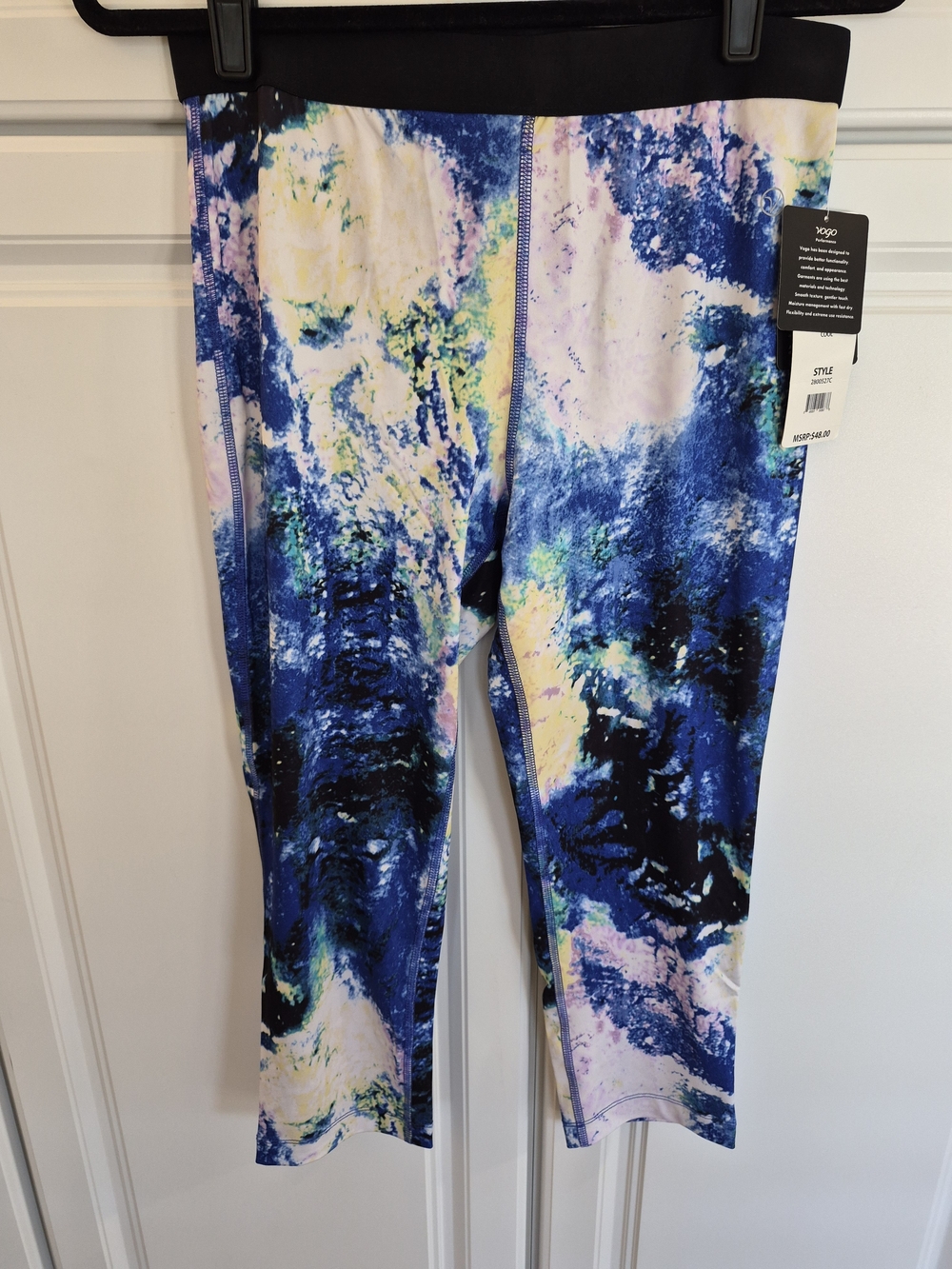 NWT VOGO Athletica Abstract Blue & Black Performance Leggings 30" L